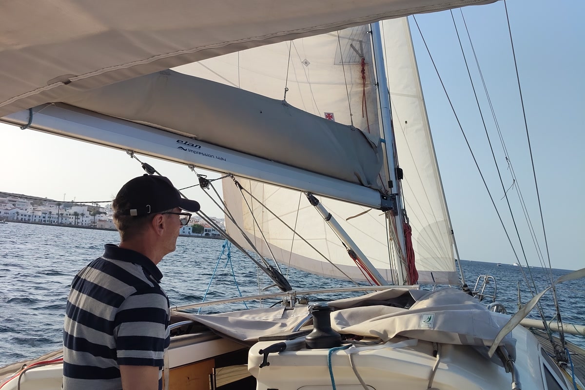 Sailing yacht on the water off Menorca’s coast